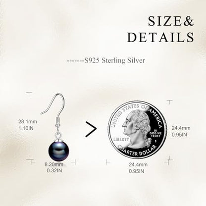 925 Sterling Silver Black Pearl Dangle Earrings Pearls Drop Jewelry Birthday Gifts for Women - color: Black Pearl