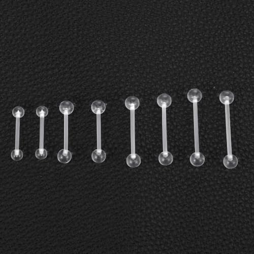 8 Pcs 14G Clear Acrylic Tongue Rings 14mm 16mm 19mm 22mm | Clear Acrylic Plastic Nipple Rings ， Plastic Nipple Piercings