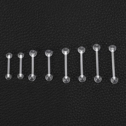 8 Pcs 14G Clear Acrylic Tongue Rings 14mm 16mm 19mm 22mm | Clear Acrylic Plastic Nipple Rings ， Plastic Nipple Piercings