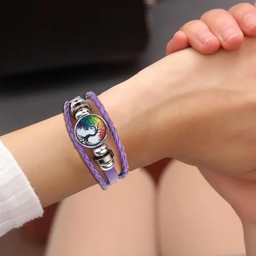 Boho Sunflower Gifts Sunflower Leather Bohemian Bracelet Birthday Gifts for Women Teens Granddaughter Wife Daughter Mom Friendship Bracelets for Her - color: C-Tree Life
