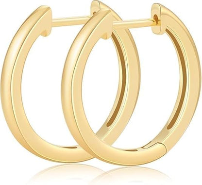 14K Gold Huggie Hoop Earrings for Women - Small Minimalist Earrings - size: 10 millimeters