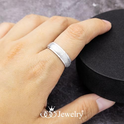 555Jewelry 4mm Sandblast Stainless Steel CZ Wedding Band Ring for Women & Men - color: Silver Style 10