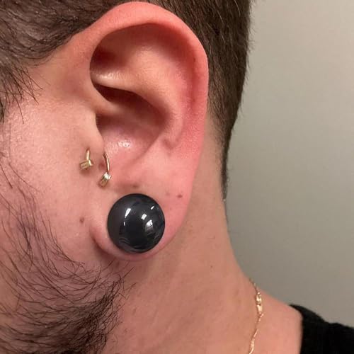 Casvort 2 PCS Hypoallergenic 0G-1" Cute Timeless Smooth Ball Screw Ear Gauges 316 Surgical Stainless Steel Fashion Ear Gauges Earrings Expander Women Piercing Body Jewelry - color: Black, size: 8 mm