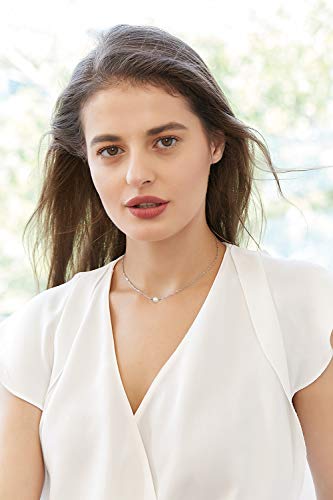 Turquoise or Pearl Bar Choker Necklace Pearl or Turquoise Beads Necklace Jewelry for Women - size: 14 Inch, style: Single White Pearl Beads
