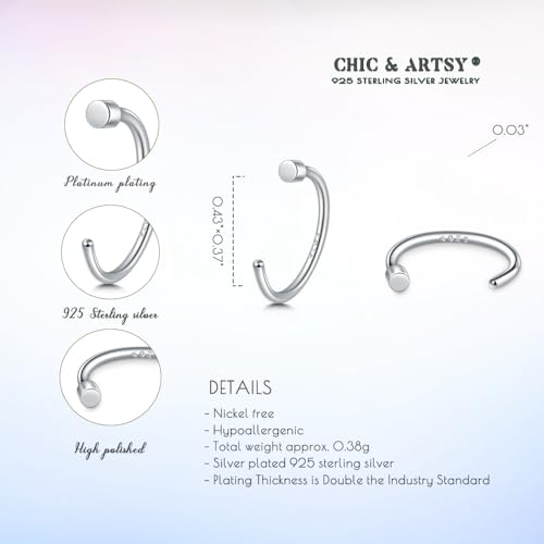 CHIC & ARTSY Half Hoop Earrings 925 Sterling Silver Huggie Earrings for Women Hypoallergenic Sterling Silver Small Huggie Hoop Earrings for Women - color: #1 half hoop