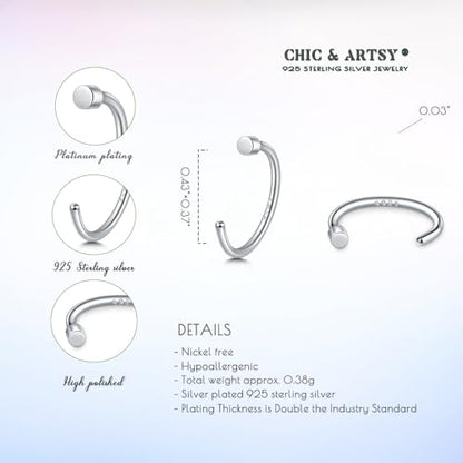 CHIC & ARTSY Half Hoop Earrings 925 Sterling Silver Huggie Earrings for Women Hypoallergenic Sterling Silver Small Huggie Hoop Earrings for Women - color: #1 half hoop