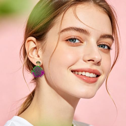 Cute Acrylic Tropical Fish Earrings Creative Parrot Hornbill Drop Dangle Earrings Stylish Animal Statement Earrings Daily Wear Jewelry for Women - color: Rose Red Green Fish