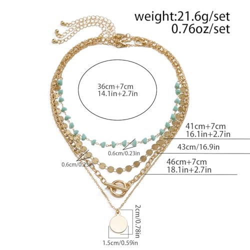 Boho Necklaces for Women Layered Turquoise Beaded Choker Necklace Western Jewelry for Women Sequin Coin Necklace Country Necklace Bohemian Boho Jewelry for Women Western Necklaces Summer Beach Necklace - style: Style C
