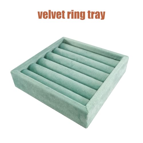 SCIKHETF Velvet Ring Earrings Studs organizer Tray Small Ring Insert Display Tray 5 Slots Stackable (Light Blue) - color: Light Blue