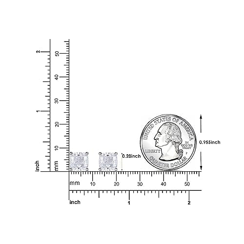 925 Sterling Silver 2-4 Carat Lab Simulation-Diamond Stud Earrings 5A Cubic Zirconia Stud Earrings Hypoallergenic White Gold Plated, Perfect Jewelry Gifts - style: Cushion Cut 7MM