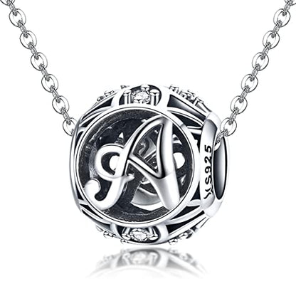 Letter Charms 925 Sterling Silver Initial A-Z Bead Charms | For Bracelets Necklaces, Hypoallergenic,Cubic Zirconia Alphabet Beads, Personalized Gifts for Women - color: A