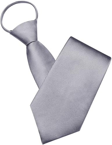 GUSLESON 3.15"（8cm） Mens Pre-tied Adjustable Zipper Tie Solid Necktie for Business and Wedding - color: Grey