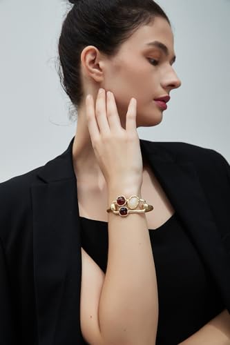 Chunky Bangle Bracelets for Women Cuff Bracelet Thick Gold Bangles Open Wide Arm Cuffs Bracelets Boho Jewelry - style: Gold Bangles