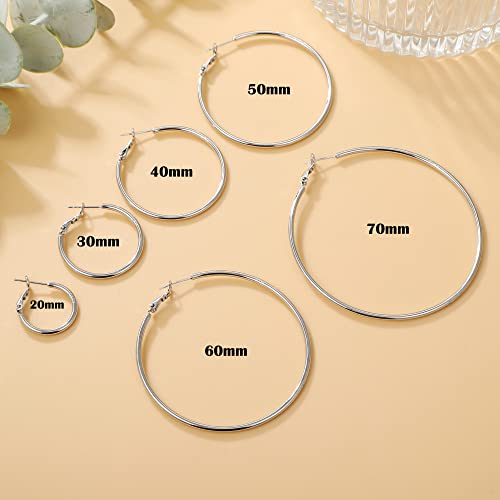 2mm Sterling Silver Big Hoop Earrings For Women - Large Hypoallergenic Circle Endless Thin Oversize Silver Hoops - color: Silver,30mm hoops
