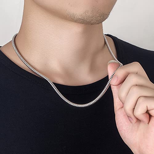 H&Beautimer Classic Unisex 925 Sterling Silver Necklace 3-4MM Round Snake Chain Necklace for Men Women - Party Fine Jewelry - Original Silver Link Necklace 16-17-18-19-20-22-24-26-28-30'' - size: 20 Inches, style: 4MM Width
