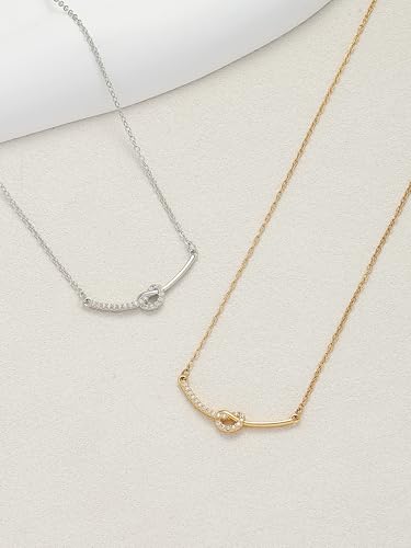 18K Gold Plated, Pt Plated Chain Necklace with Knot, Butterfly, Heart Pendant for Women, Delicate Minimalist Jewelry, 18-20 Inches - color: 18K Gold Knot