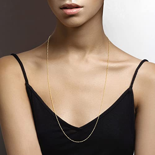 Miabella Italian Solid 925 Sterling Silver, 18Kt Gold Plated 2mm Paperclip Link Chain Necklace for Women, Made in Italy - size: Length 30 Inches, style: yellow-gold-plated-silver