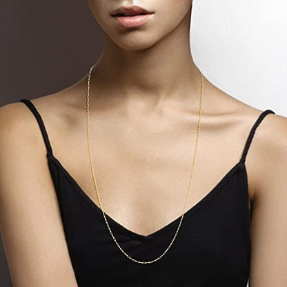 Miabella Italian Solid 925 Sterling Silver, 18Kt Gold Plated 2mm Paperclip Link Chain Necklace for Women, Made in Italy - size: Length 30 Inches, style: yellow-gold-plated-silver