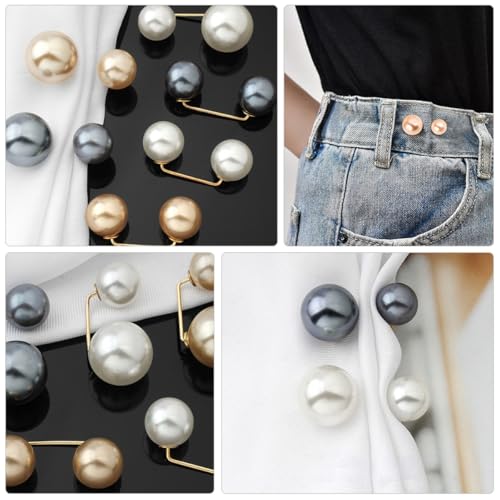 VILLCASE 8pcs Faux Pearl Brooch Pins Sweater Shawl Clips Clothing Accessories Collar Safety Buckles Women’s Lapel Decorations for Cardigans and Dresses