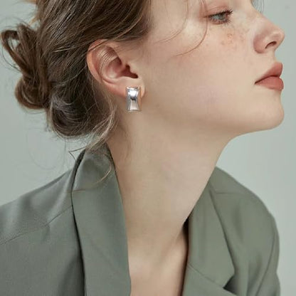 FANZE 2 Pairs Matte Gold Sliver Clip on Earrings for Women No Piercing | No Piercing Button Earring Comfortable Fashion Jewelry Gift - color: Set-9