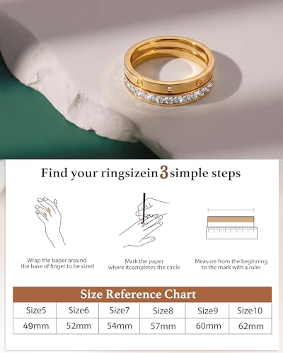 Stackable 2-Ring Set for Women, Daily Commute, Date & Couple - color: Gold