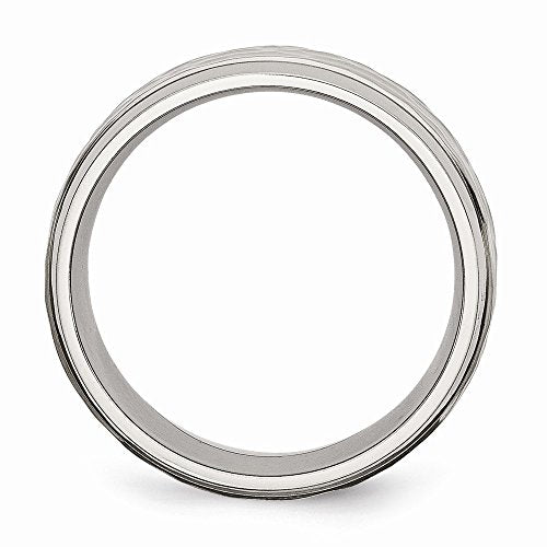 Sonia Jewels Titanium 8mm Beveled Edge, Hammered and Polished Wedding Band