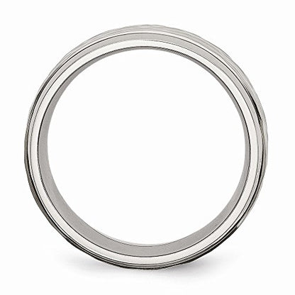 Sonia Jewels Titanium 8mm Beveled Edge, Hammered and Polished Wedding Band