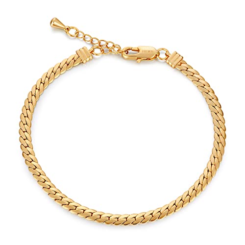 FRUMOS Dainty Layering Bracelets for Women 18 k Gold Plated Fashion Adjustable Chunky Cuban Paperclip Link Chain Bracelets Jewelry for Women Gift - color: Snake chain Bracelets