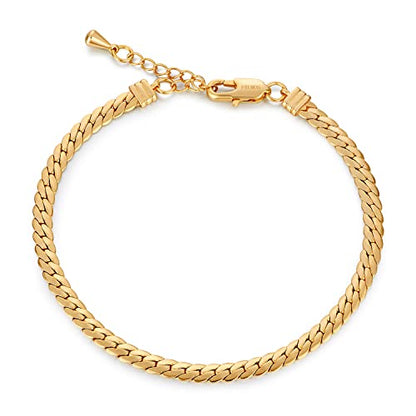 FRUMOS Dainty Layering Bracelets for Women 18 k Gold Plated Fashion Adjustable Chunky Cuban Paperclip Link Chain Bracelets Jewelry for Women Gift - color: Snake chain Bracelets
