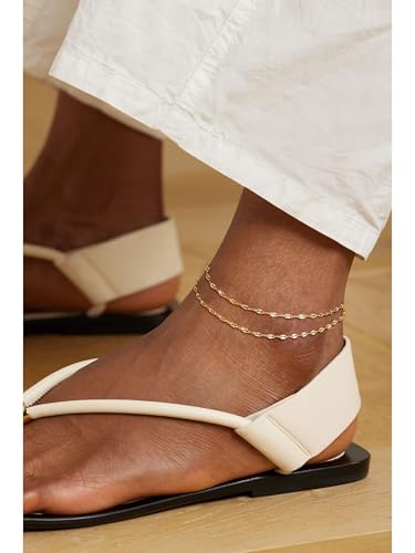 Gold Lips Ankle Bracelets for Women Dainty 14k Gold/Silver Plated Waterproof Layered Anklets Trendy Waterproof Fashion Jewelry Gifts for Women