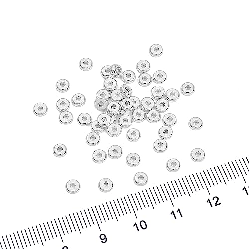 Silver Plated Disk Spacer Beads 4x1.5mm 50pcs for Jewelry Making Findings Non Tarnish - color: Silver, size: 4x1.5mm Disk