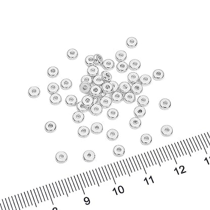 Silver Plated Disk Spacer Beads 4x1.5mm 50pcs for Jewelry Making Findings Non Tarnish - color: Silver, size: 4x1.5mm Disk