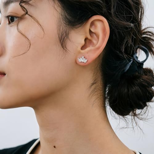Stainless Steel 5-Stone Marquise-Cut Cubic Zirconia Flat Back Stud Earrings, 1 Pair Screw Back Ear Crawler Earrings for Women, Dainty Jewelry for Sensitive Ears Unique Gift Idea (Silver/Gold) - color: Gold