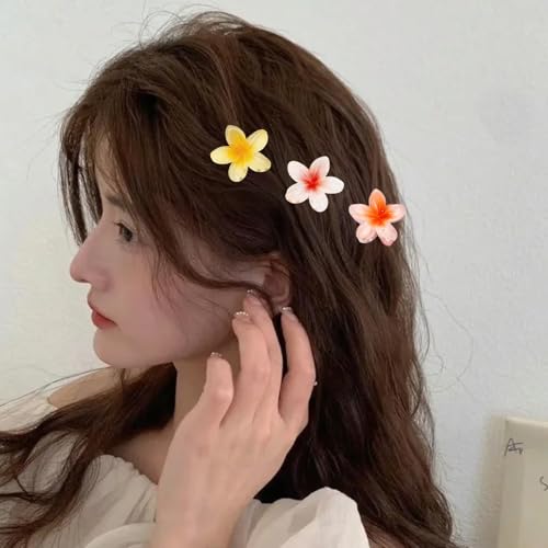 Hawaiian Flower Hair Claw Clips for Women, Cute Mini Plumeria Hibiscus Hair Clips for Women Girls Hair Accessories 8Pcs