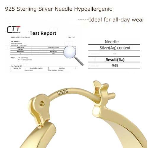 3Pairs 14K Gold Plated Chunky Hoop Earrings Set for Women, Trendy Hoop Earring 925 Sterling Silver Post - Hypoallergenic Thick Lightweight Twisted Hoops Dainty Gold Earrings for Women Jewelry Gifts - color: Gold