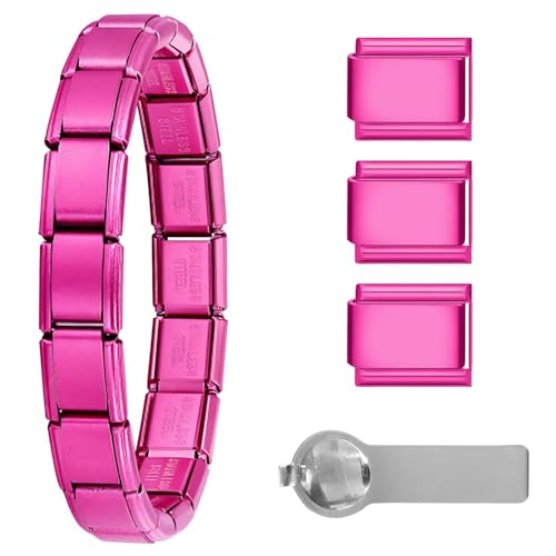 papasgix Italian Charm Bracelets, 9mm Italian Charm Bracelet Links | 9mm Stainless Steel Italian Charms, Detachable Personalized - color: Matte Pitaya