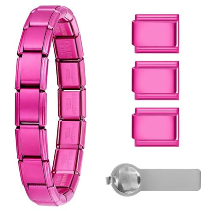 papasgix Italian Charm Bracelets, 9mm Italian Charm Bracelet Links | 9mm Stainless Steel Italian Charms, Detachable Personalized - color: Matte Pitaya