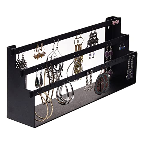 Angelynn's Freestanding or Wall Mounted Earring Holder Organizer Rack, Daelyn Black 6" x14 1/2" - color: Black, size: Daelyn 6"x14 1/2"