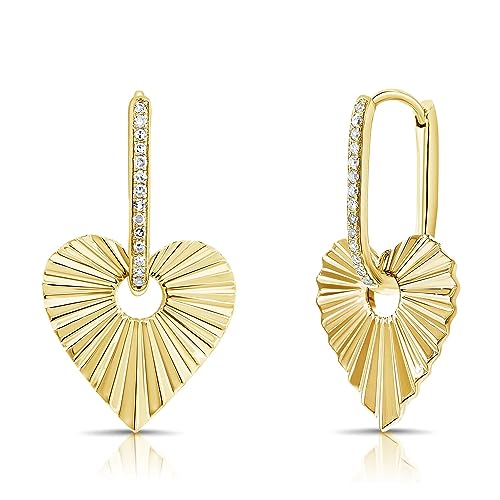 Gold Small Hoop Earrings for Wome | 14K Gold Plated Dainty Small Huggie Earrings S925 Sterling Silver Post Lightweight Drop/Dangle Huggie Earrings - color: Heart