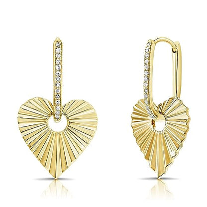 Gold Small Hoop Earrings for Wome | 14K Gold Plated Dainty Small Huggie Earrings S925 Sterling Silver Post Lightweight Drop/Dangle Huggie Earrings - color: Heart
