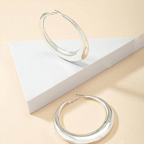 Large Hoop Earrings for Women Lightweight Chunky Earrings | Big Hoop Earrings for Women Chunky Jewelry 70s Outfits for Women - style: Hoop-S-02