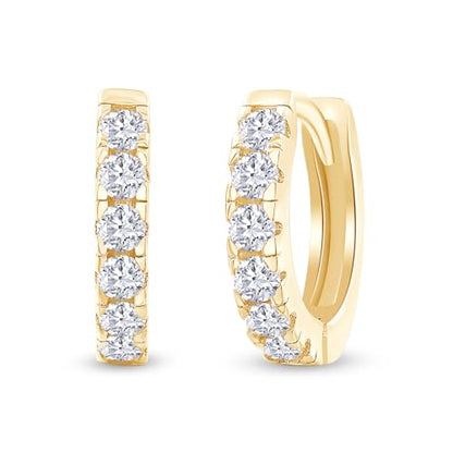 Dainty Cartilage Huggie Hoop Earrings Women in 18K Gold Plated | Round Moissanite in 18K Gold Plated Jewelry for Her - color: Yellow Gold, size: 11 MM