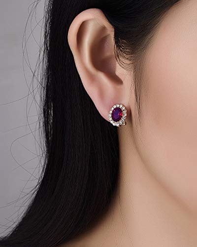 Yoursfs Vintage Crystal Clip On Earrings For Women Platinum Plated Rhinestone Clip On Earrings Non Pierced Oval Shap Cubic Zirconia Earring Hypoallergenic Jewelry - style: Purple Rhinestone Earrings