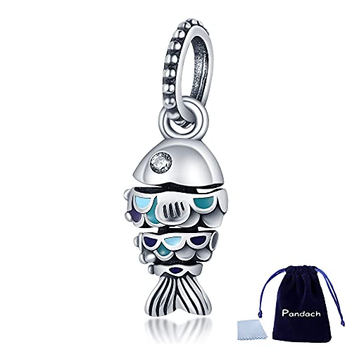 Pandach 925 Sterling Silver Charms for Bracelet&Necklace Dangle Pendant Bead with 5A Cubic Zirconia Stones,Jewelry Beads Gifts for Women - style: Fishes Charm
