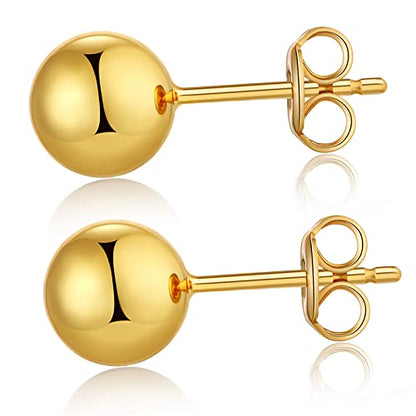 Jiamiaoi Ball Stud Earrings Set Sizes 4mm-10mm,High Polish Finish Ball Studs Hypoallergenic 925 Sterling Silver Stud Earrings for Women Men - color: B-Yellow, size: 5MM