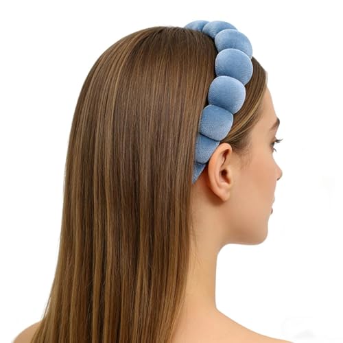 Headbands Women Hair Head Bands, Padded Fabric Hair Bands Wide Velvet Non Slip Headband Hair Accessories for Women Girls, Blue - color: Blue