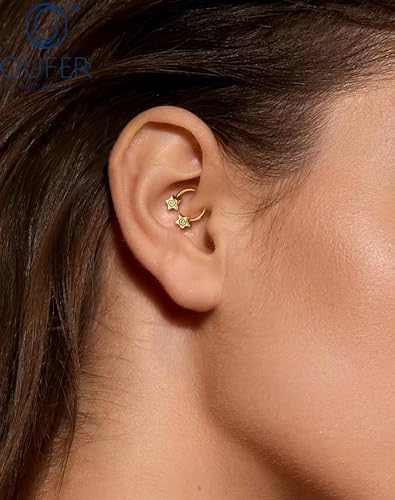 OUFER Septum Rings 16g Septum Jewelry Star Daith Earrings Gothic Tragus Helix Piercing Jewelry for Women Men - color: Gold
