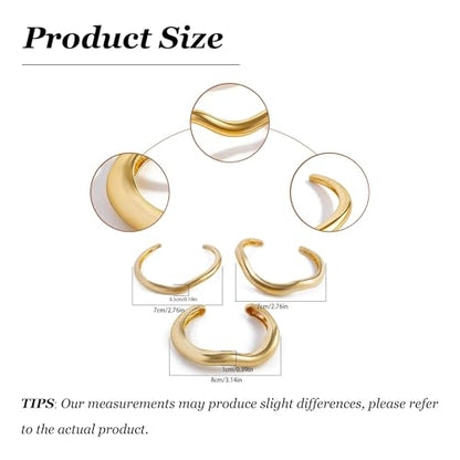 Frodete Chunky Gold Bangles for Women Non Tarnish Chunky Wide Cuff Bracelets Silver Cuff Bangle Bracelet Trendy Statement Minimalist Jewelry Gifts - color: A39:gold bangles