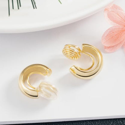 Clip On Hoop Chunky Minimalist Small Earrings For Women Teens Huggie Earrings Non-piercing Clip Earrings Birthday Gift