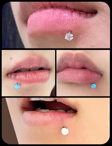 Prjndjw 18G 20G 16G Push in Threadless Nose Rings Stud Earrings Hypoallergenic Flat Back Surgical Stainless Steel Cubic Zircon Helix/Cartilage/Tragus/Lobe Earrings Lip Labret Snake Bite Jewelry - color: 16g 8mm Push In Flat Back Stud Piercing jewelry